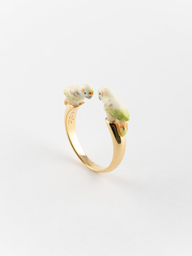 nach bijoux Bague FaceToFace perruche blanche