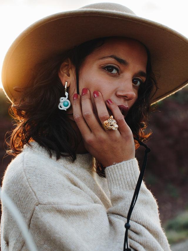 Nach Bijoux Bague Martelée Léopard