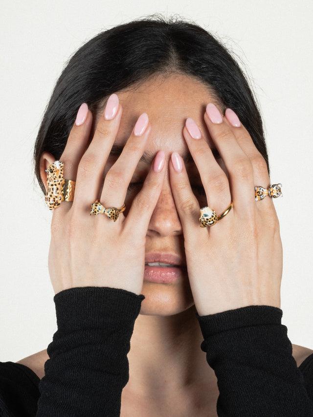 Nach Bijoux Bague Martelée Léopard Couché