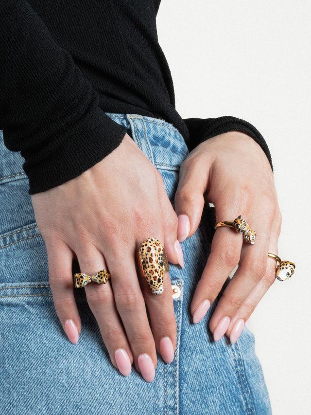 Nach Bijoux Bague Martelée Léopard Couché