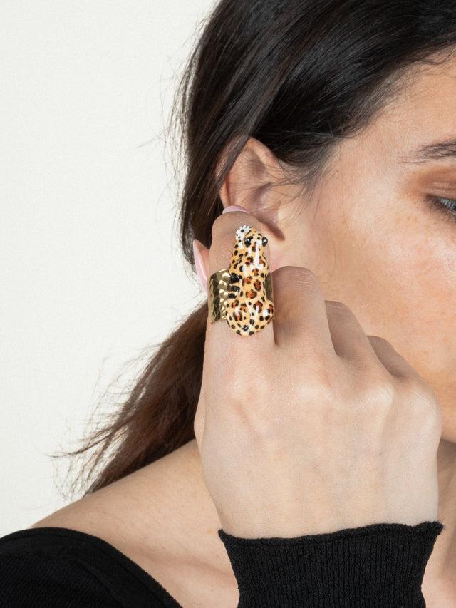 Nach Bijoux Bague Martelée Léopard Couché