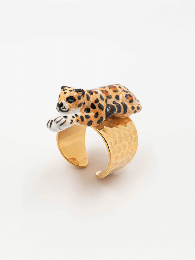 nach bijoux Bague martelée léopard couché
