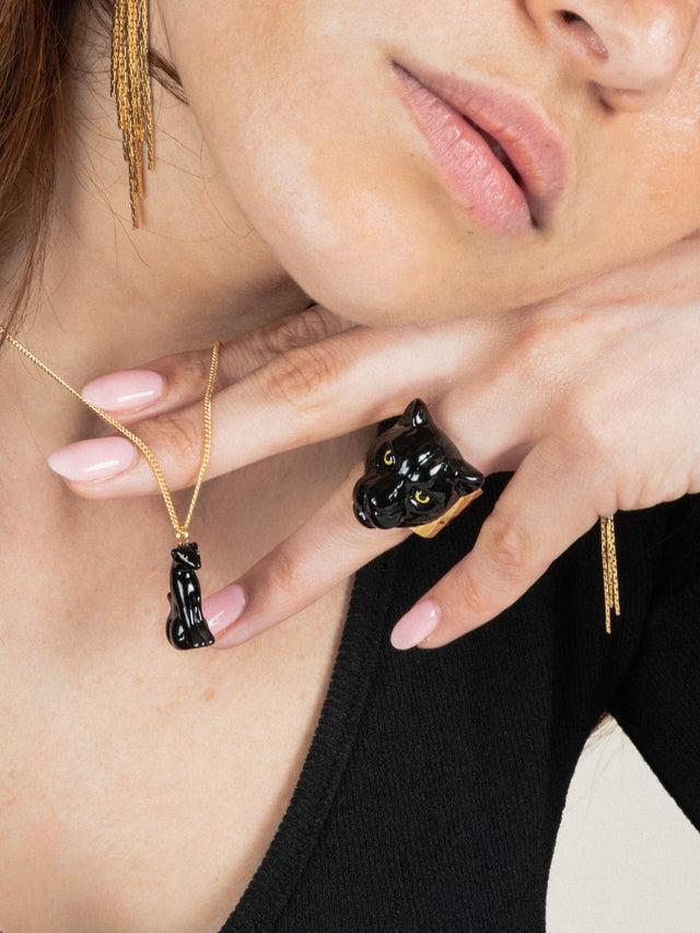 Nach Bijoux Bague Martelée Panthère Noire