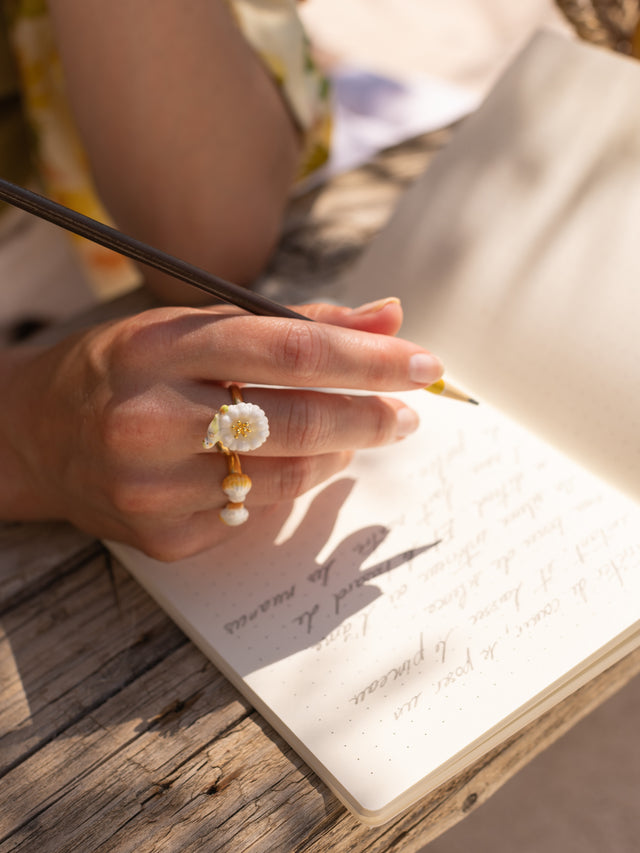 Nach Bijoux Bague Perruche Sur Pissenlit Blanc