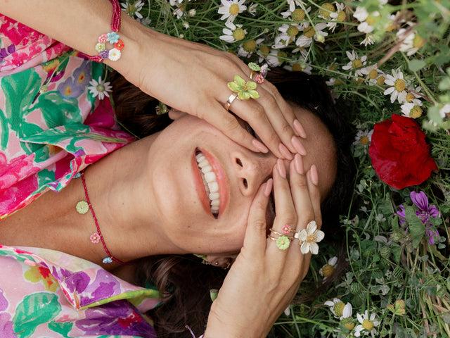 Nach Bijoux Bague Spirale à Fleurs