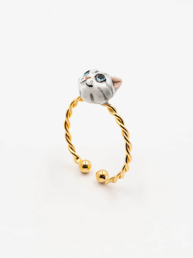 nach bijoux Bague torsadée chat tabby
