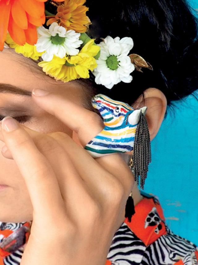 Nach Bijoux Bague Zèbre Coloré