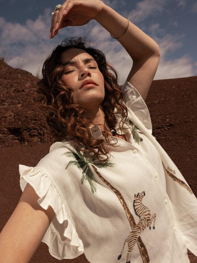Nach Bijoux Blouse Palmiers à Volants - Indomptable