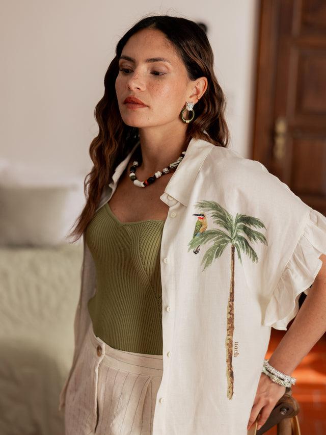 Nach Bijoux Blouse Palmiers à Volants - Indomptable