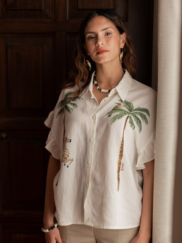 nach bijoux Blouse palmiers à volants - Indomptable