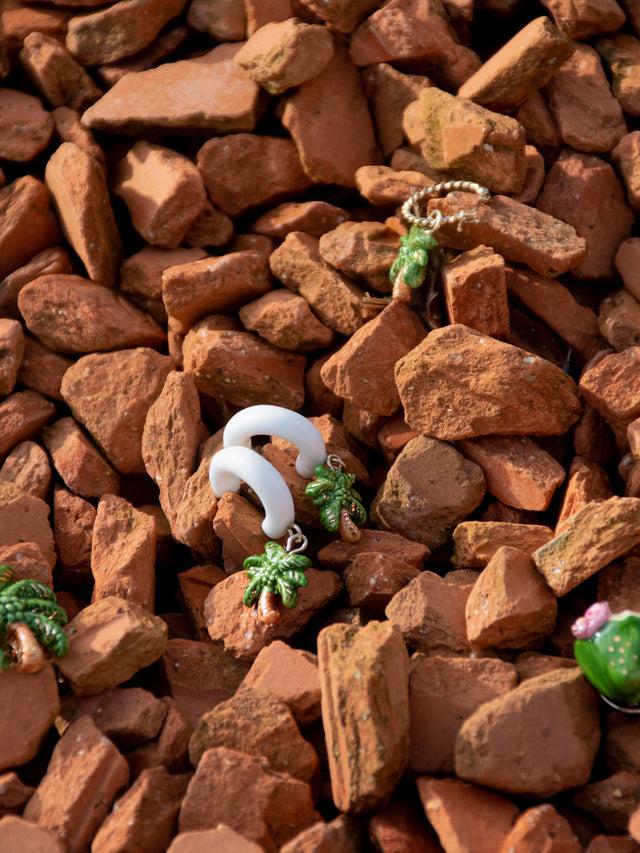 Nach Bijoux Boucles D'oreilles Blanches Palmier