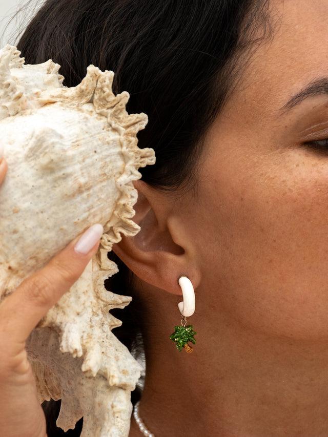 nach bijoux Boucles d'oreilles blanches palmier