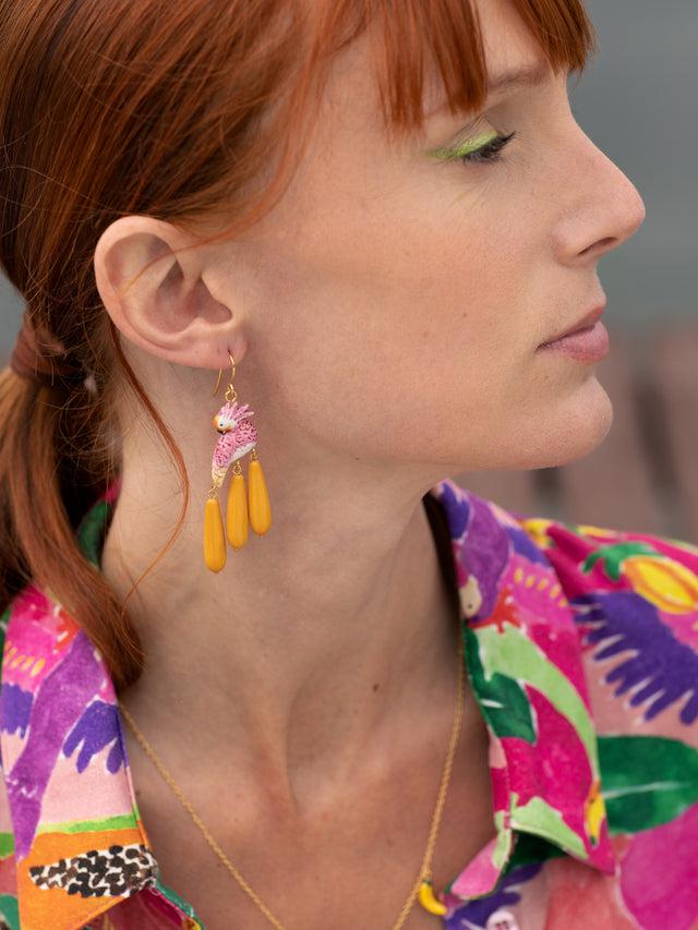 Nach Bijoux Boucles D'oreilles Cacatoès & Gouttes