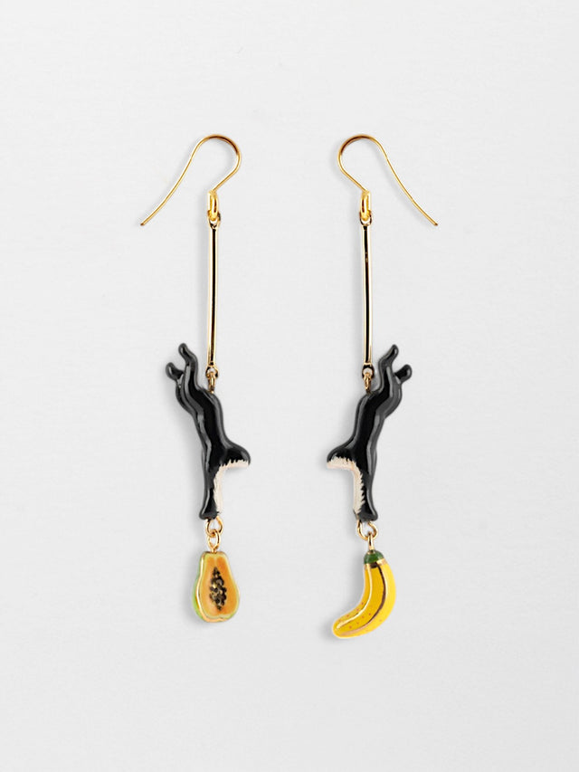 nach bijoux Boucles d'oreilles capucin noir & fruits