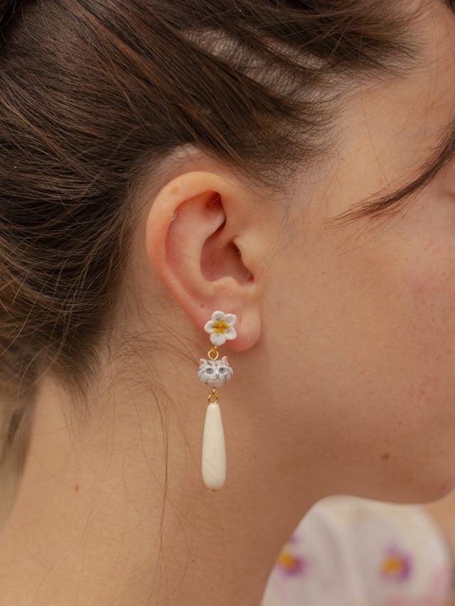 Nach Bijoux Boucles D'oreilles Chaton Tabby & Goutte