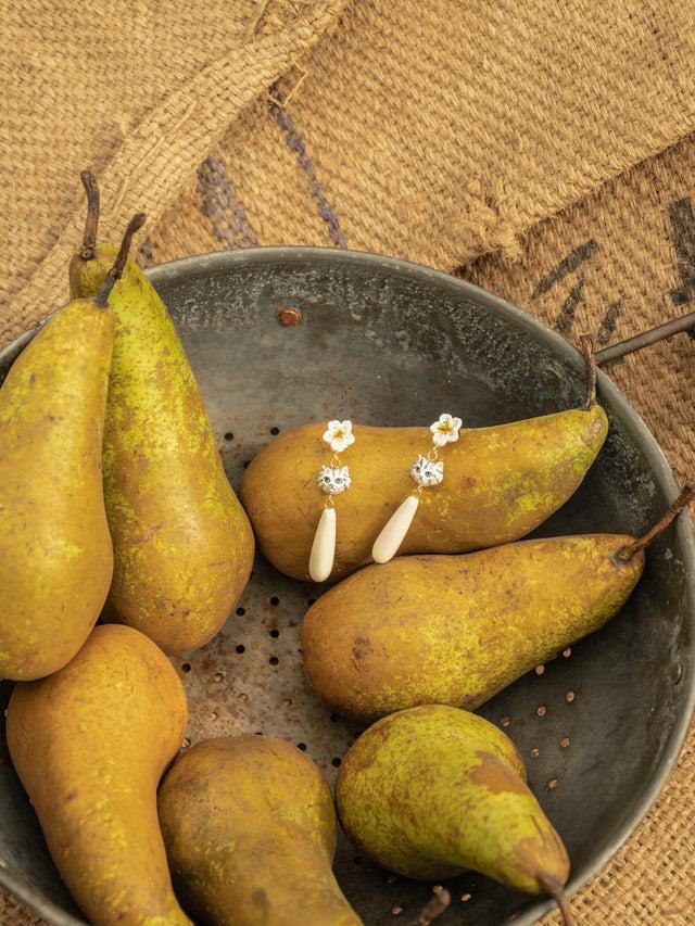 Nach Bijoux Boucles D'oreilles Chaton Tabby & Goutte
