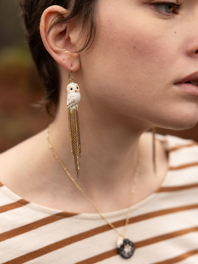 Nach Bijoux Boucles D'oreilles Chouette à Franges