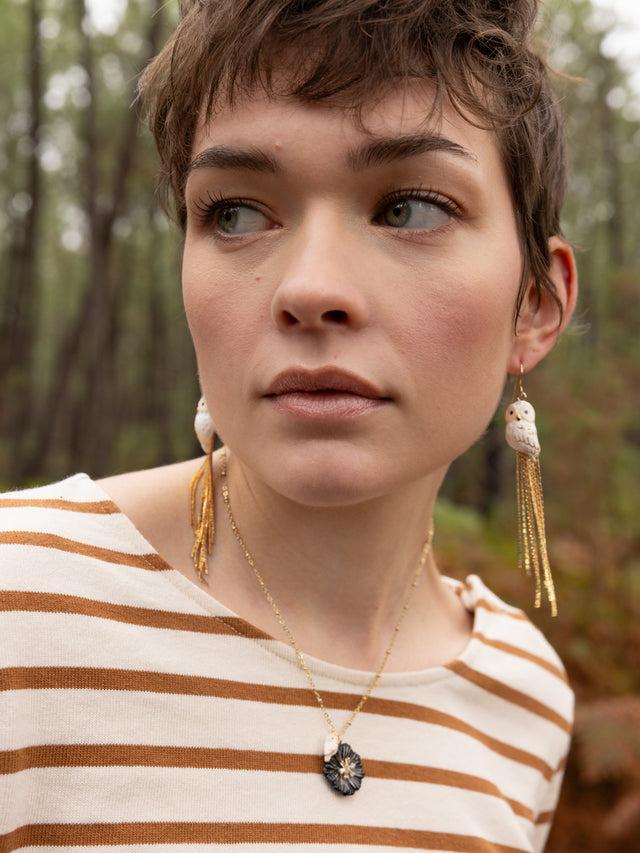 Nach Bijoux Boucles D'oreilles Chouette à Franges