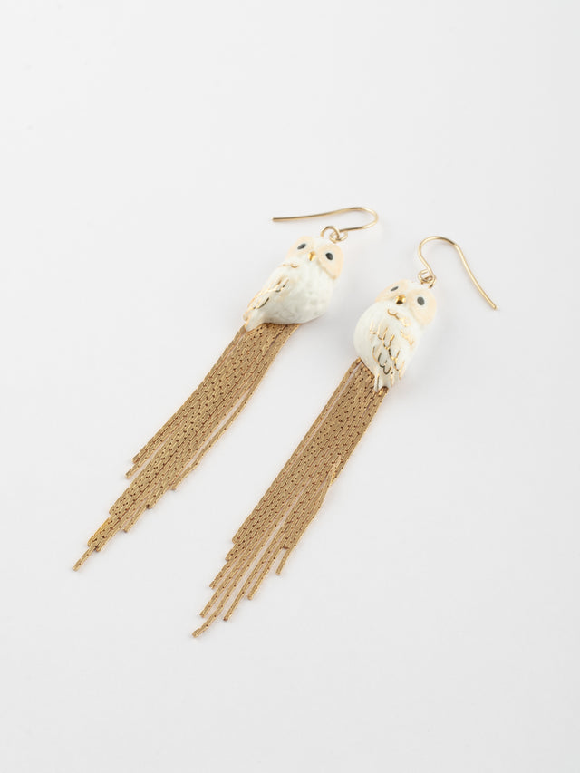 nach bijoux Boucles d'oreilles chouette à franges