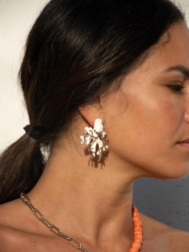 Nach Bijoux Boucles D'oreilles Corail Blanc