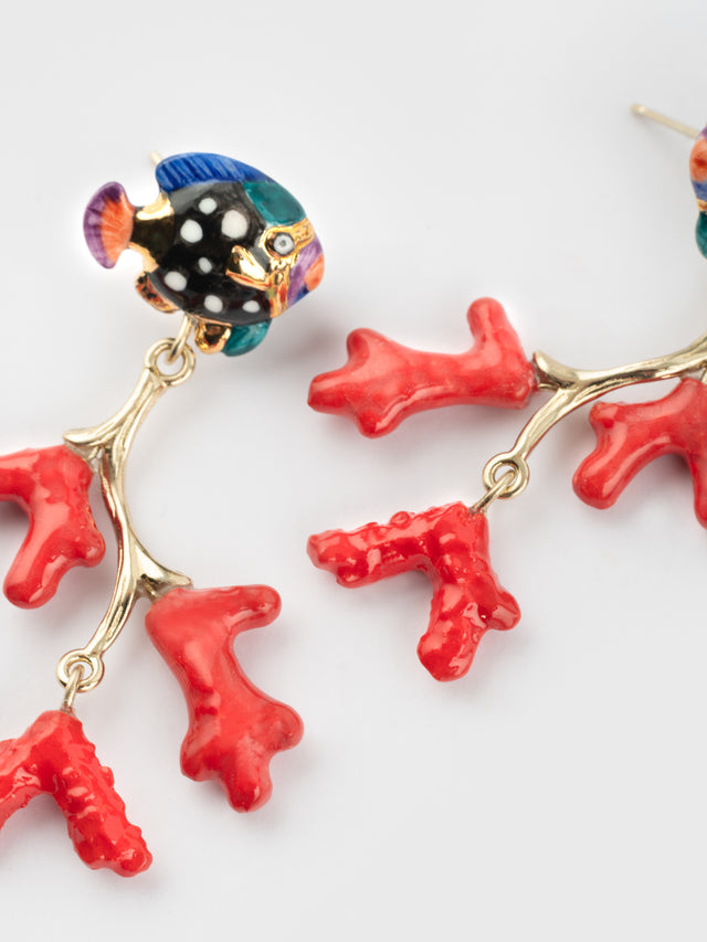 Nach Bijoux Boucles D'oreilles Corail Et Poisson