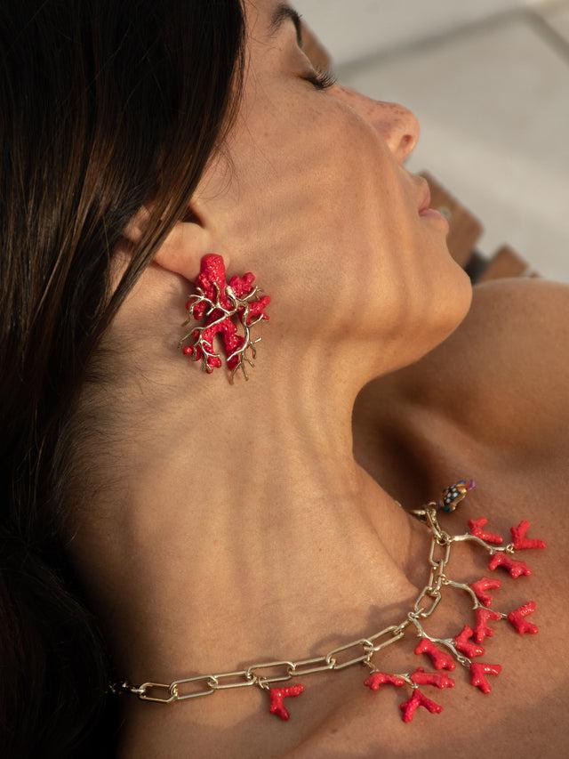 Nach Bijoux Boucles D'oreilles Corail Rouge