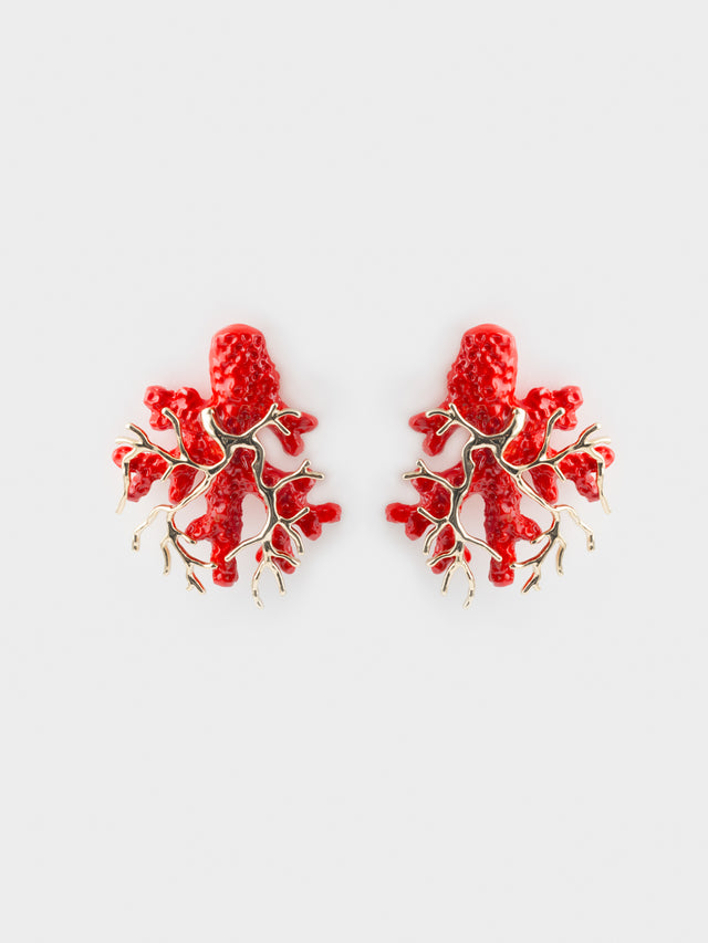 nach bijoux Boucles d'oreilles corail rouge