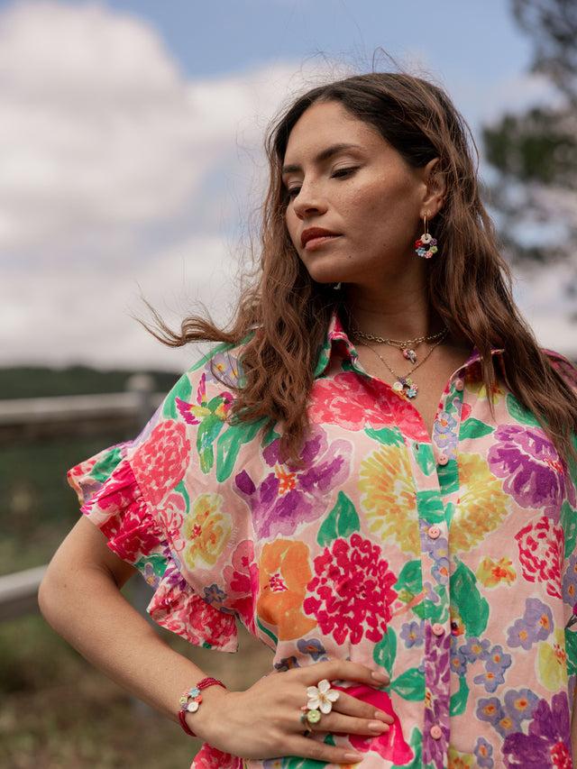 Nach Bijoux Boucles D'oreilles Couronne De Fleurs