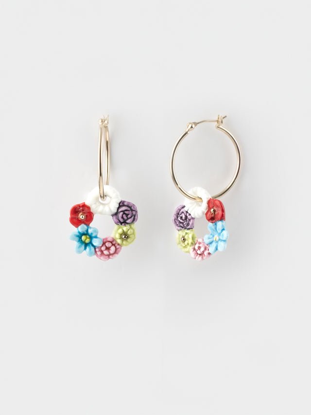 nach bijoux Boucles d'oreilles couronne de fleurs