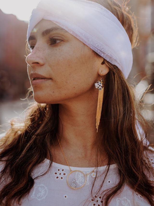 Nach Bijoux Boucles D'oreilles Léopard à Franges