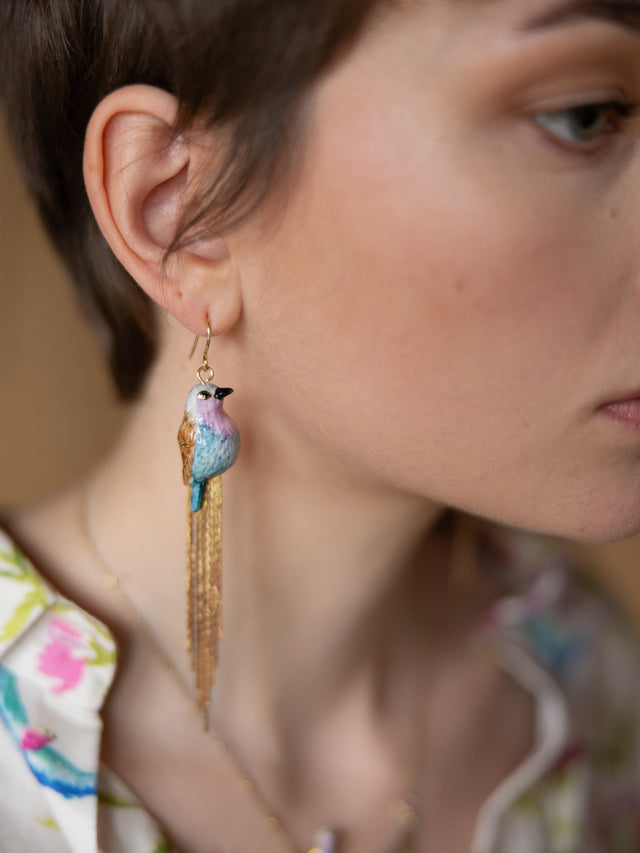 Nach Bijoux Boucles D'oreilles Oiseau à Franges