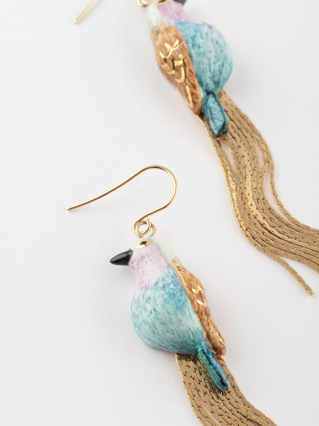 Nach Bijoux Boucles D'oreilles Oiseau à Franges