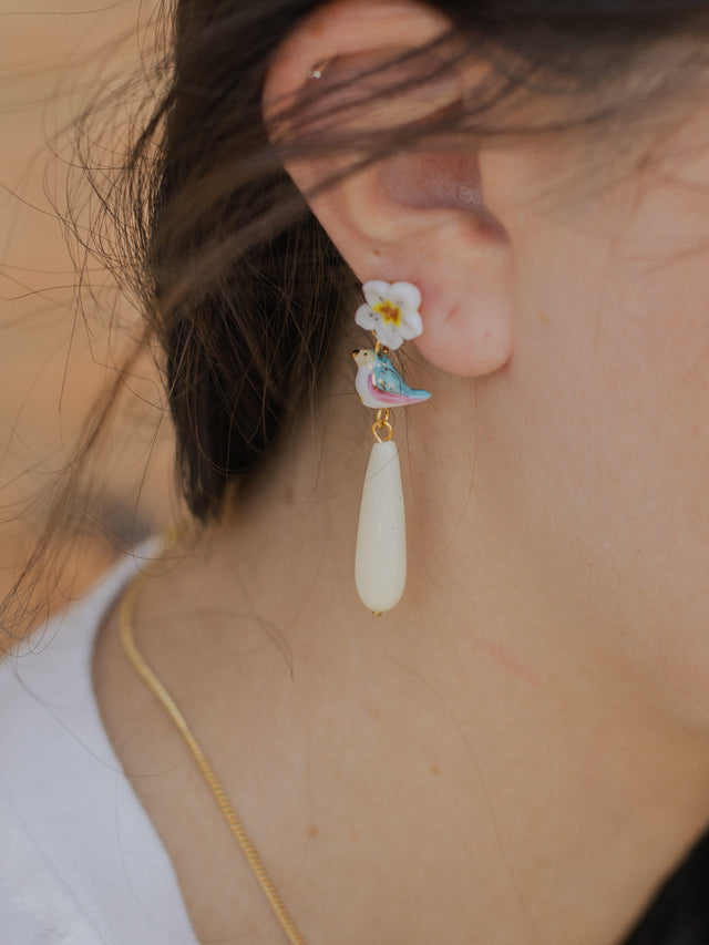 Nach Bijoux Boucles D'oreilles Oiseau Bleu & Goutte