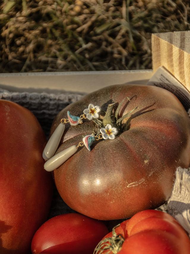 Nach Bijoux Boucles D'oreilles Oiseau Bleu & Goutte