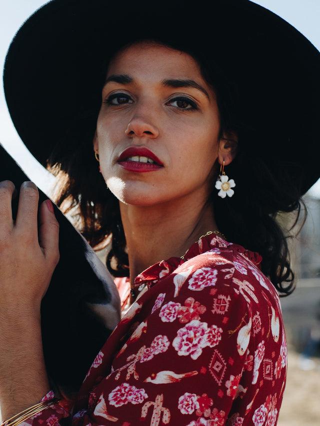 Nach Bijoux Boucles D'oreilles Oiseau & Fleur