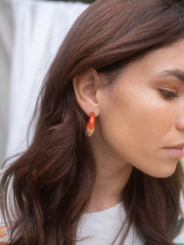 Nach Bijoux Boucles D'oreilles Orange Ethnique