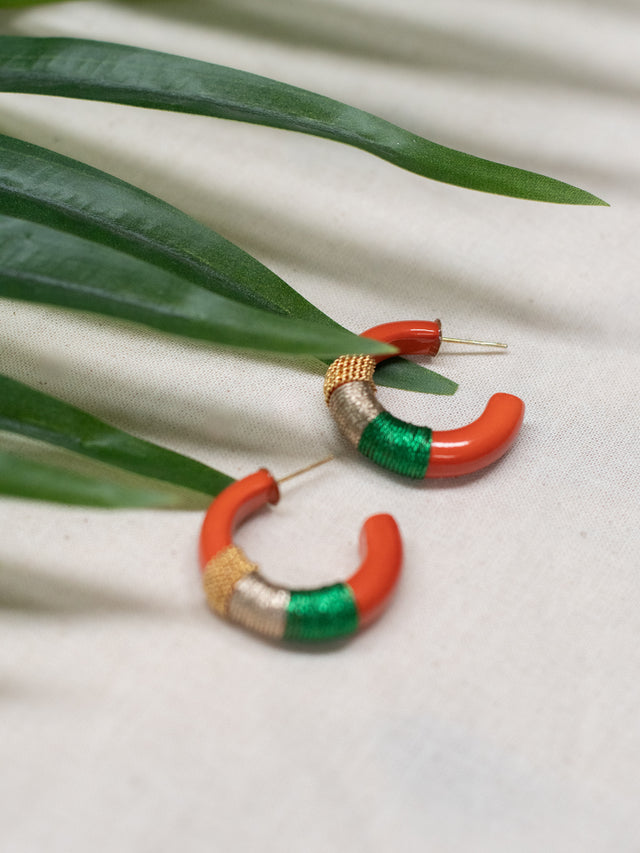 Nach Bijoux Boucles D'oreilles Orange Ethnique