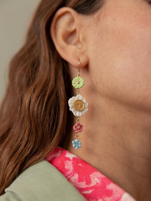 Nach Bijoux Boucles D'oreilles Pendantes à Fleurs