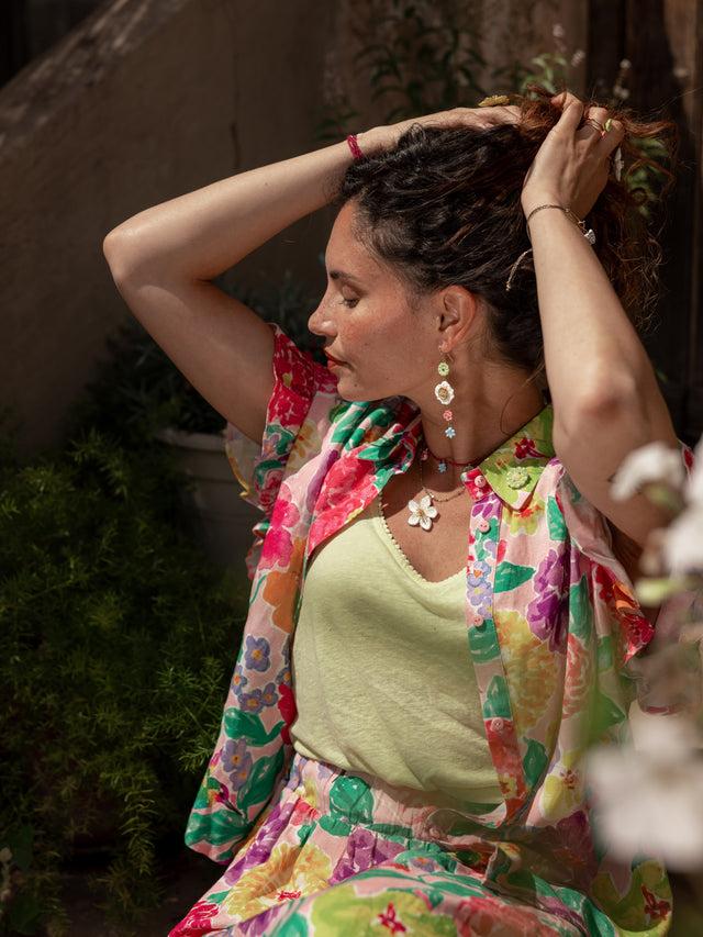 Nach Bijoux Boucles D'oreilles Pendantes à Fleurs