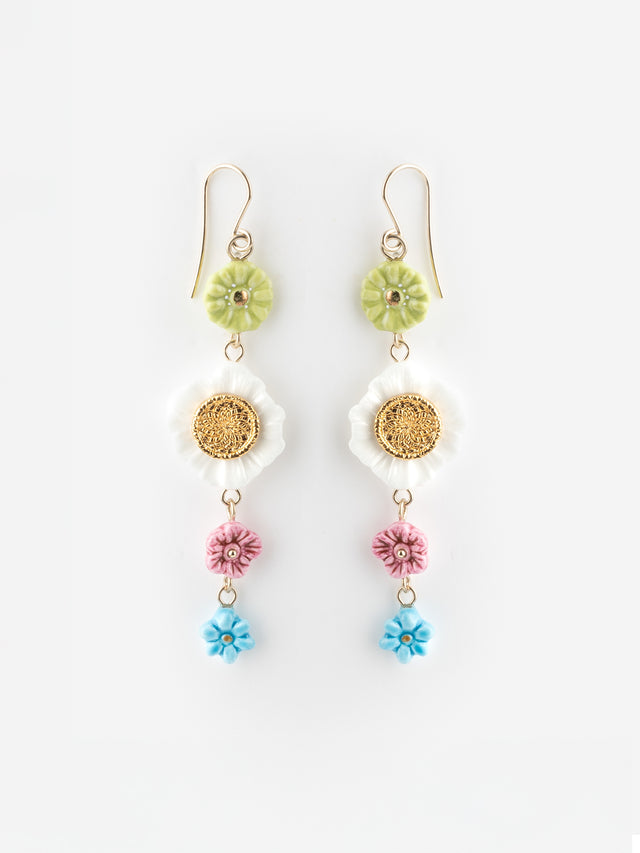 nach bijoux Boucles d'oreilles pendantes à fleurs