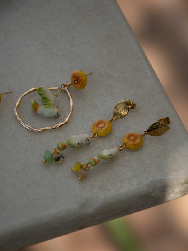 Nach Bijoux Boucles D'oreilles Perruche & Pampilles