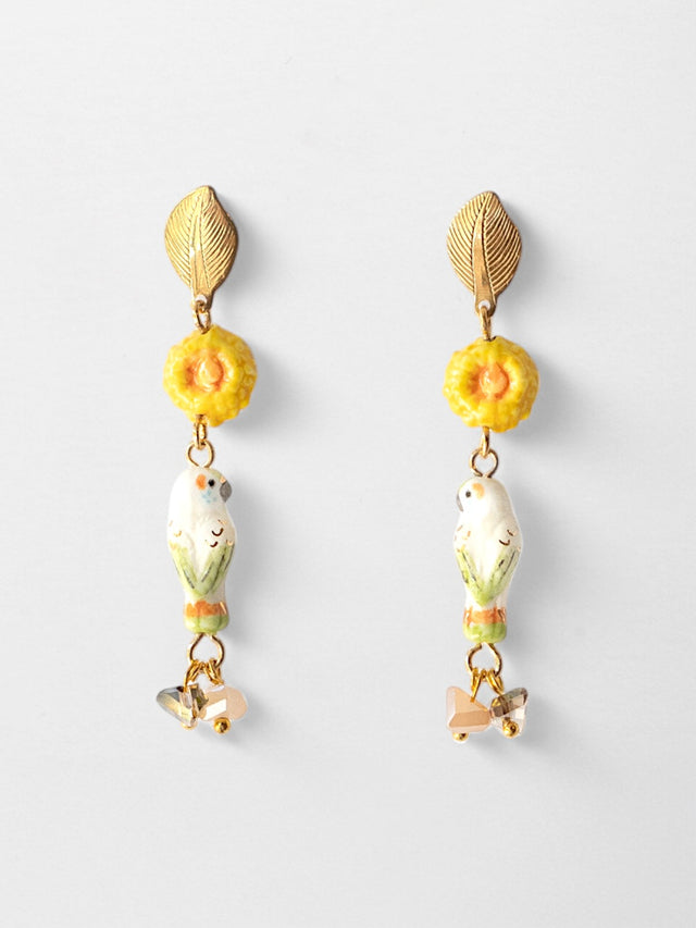 nach bijoux Boucles d'oreilles perruche & pampilles