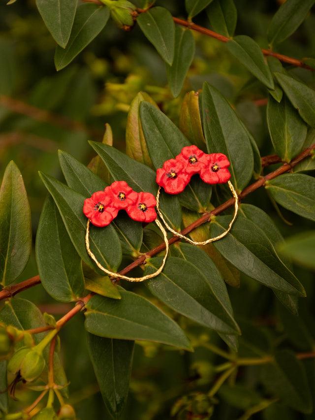 Nach Bijoux Boucles D'oreilles Rondes Coquelicot