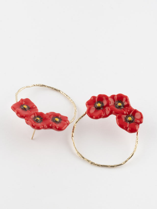 Nach Bijoux Boucles D'oreilles Rondes Coquelicot