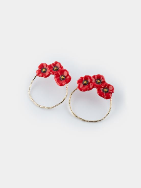 nach bijoux Boucles d'oreilles rondes coquelicot