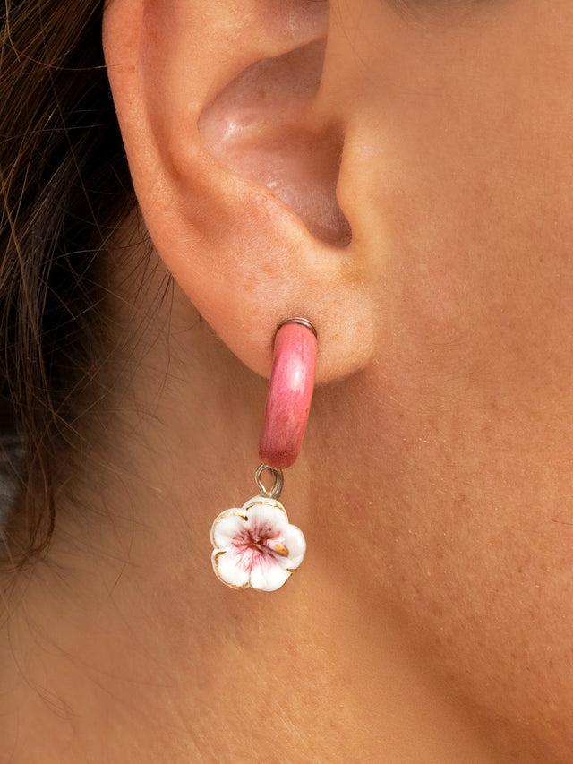 Nach Bijoux Boucles D'oreilles Roses Hibiscus
