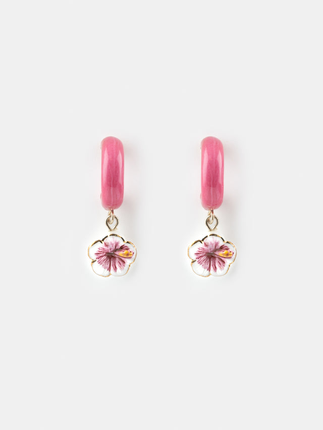 Nach Bijoux Boucles D'oreilles Roses Hibiscus