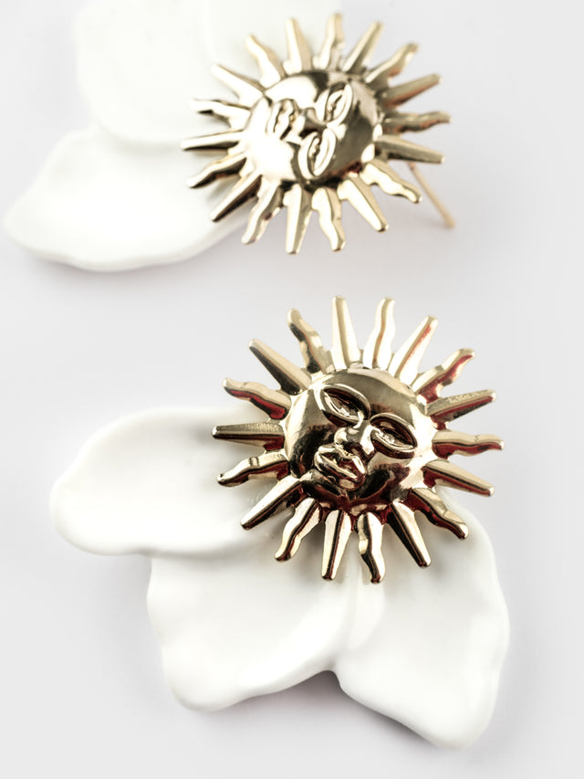 Nach Bijoux Boucles D'oreilles Soleil Blanc