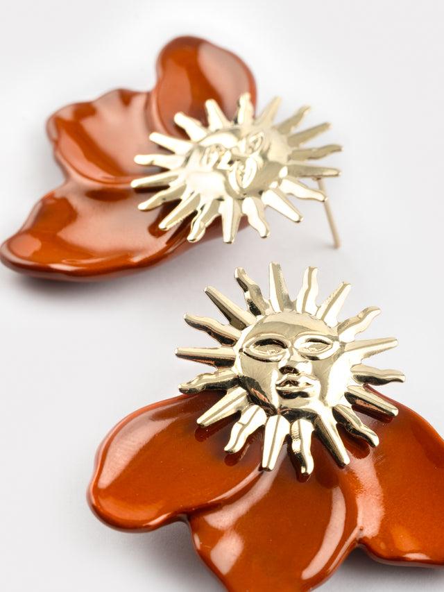 Nach Bijoux Boucles D'oreilles Soleil Terracotta