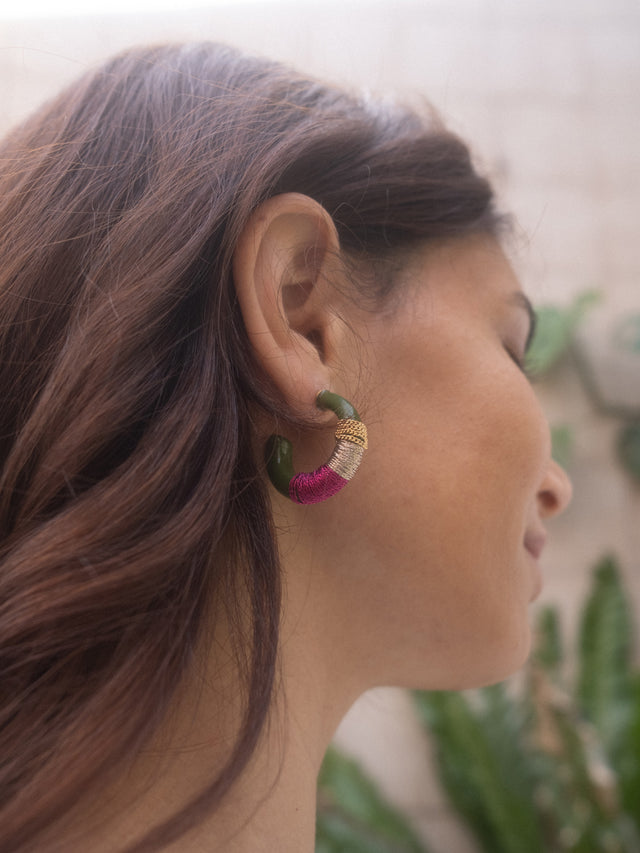 Nach Bijoux Boucles D'oreilles Vert Ethnique